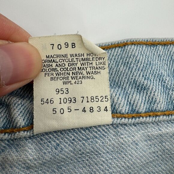 Vintage 1990s Levis 505 323x30 Measured 32in Acid Washed Light USA *Flaws* - Picture 8 of 14
